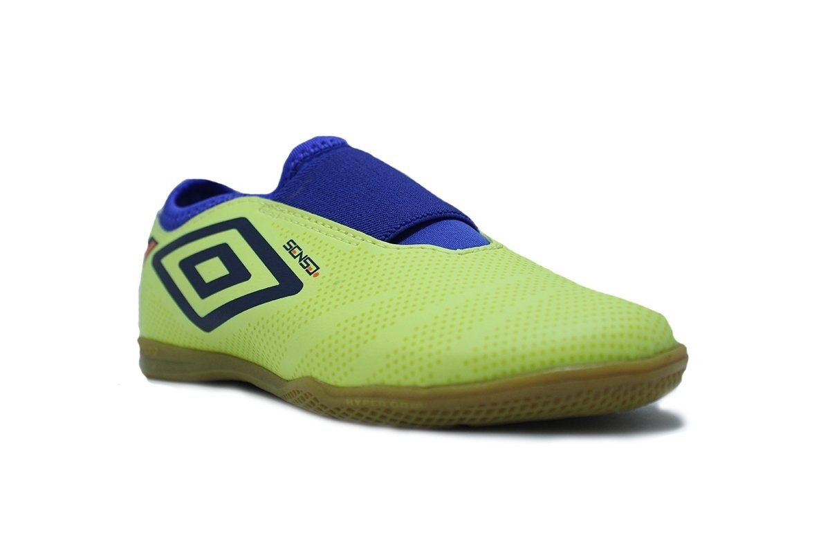 Chuteira futsal/indoor Umbro Sense Kids infantil - unissex - amarelo e azul Amarelo 2