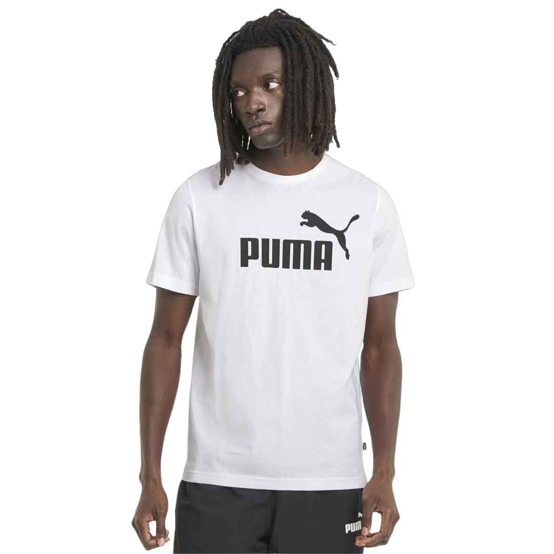 Camiseta Puma Essentials Logo - masculino - branco e preto