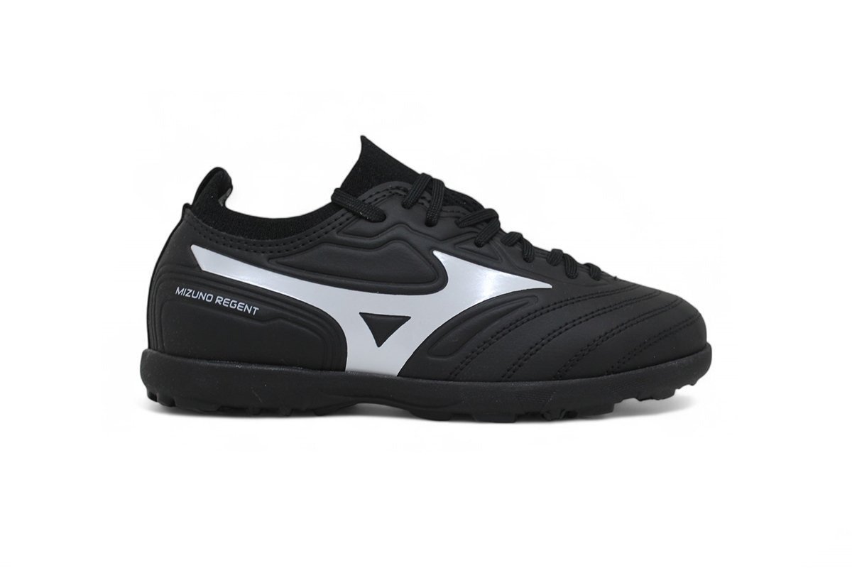 Chuteira society Mizuno Regent Jr infantil - unissex - preto e branco