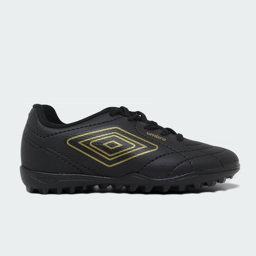 Chuteira society Umbro Class Footballer infantil - unissex - preto e dourado