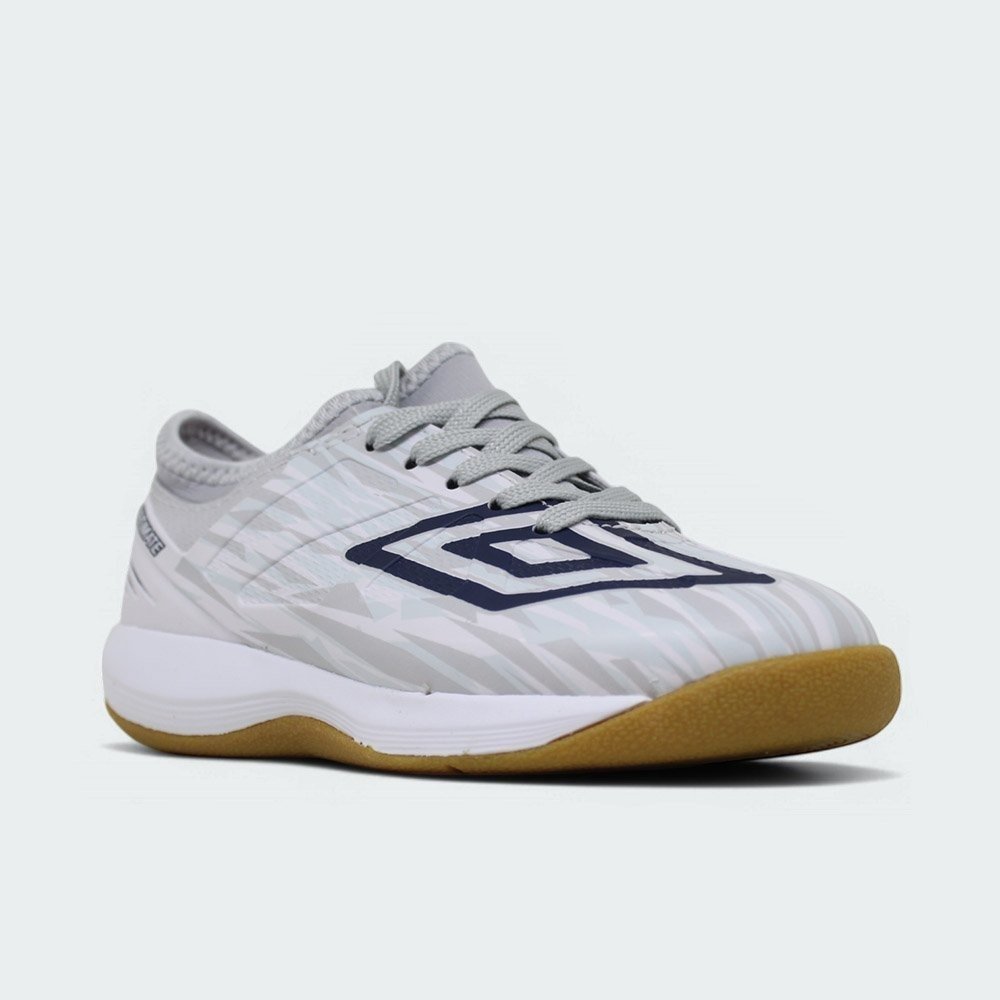 Chuteira futsal Umbro Ultimate infantil - unissex - cinza e branco Branco 5