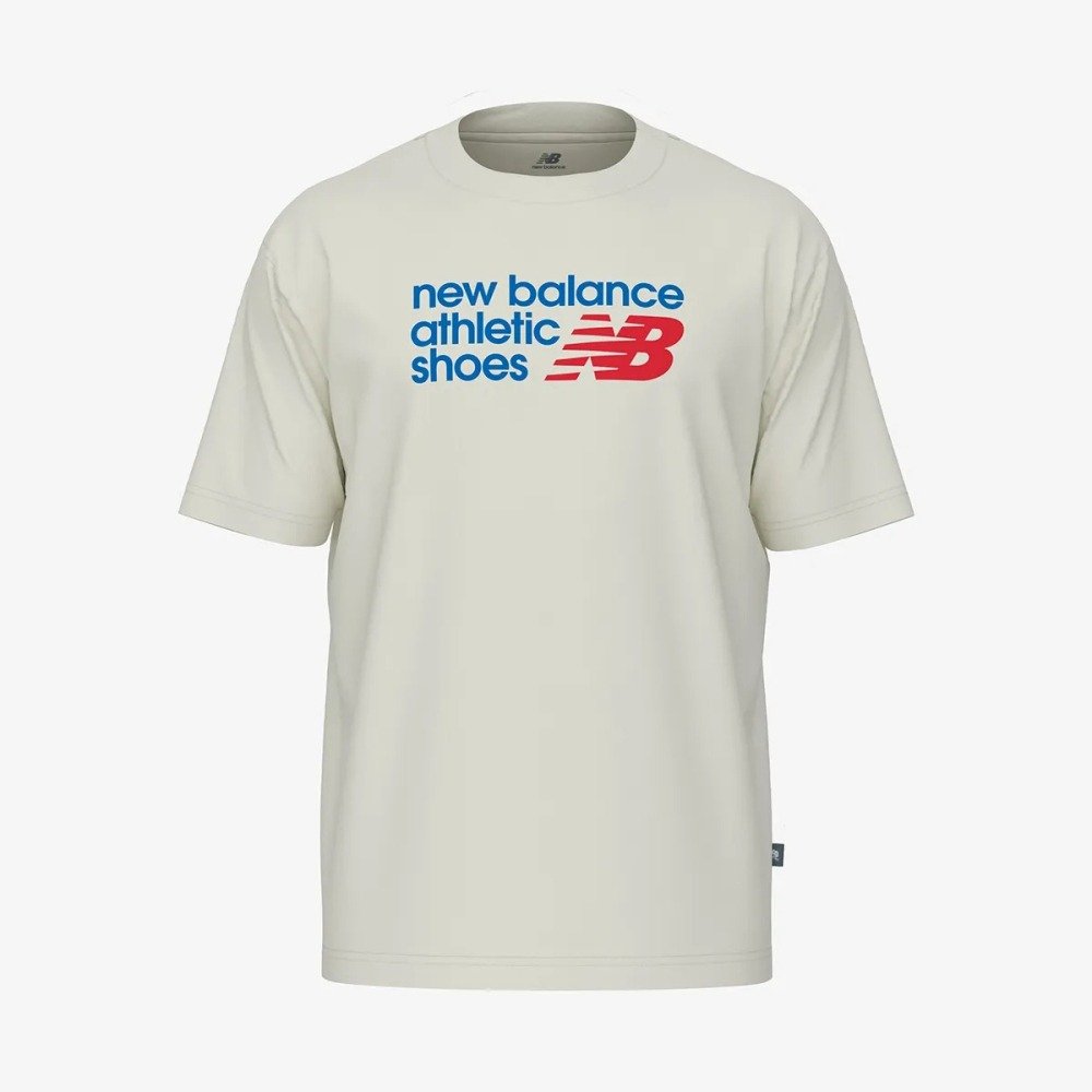 Camiseta New Balance Athletics Relaxed Premium Chest – masculino – branco e azul