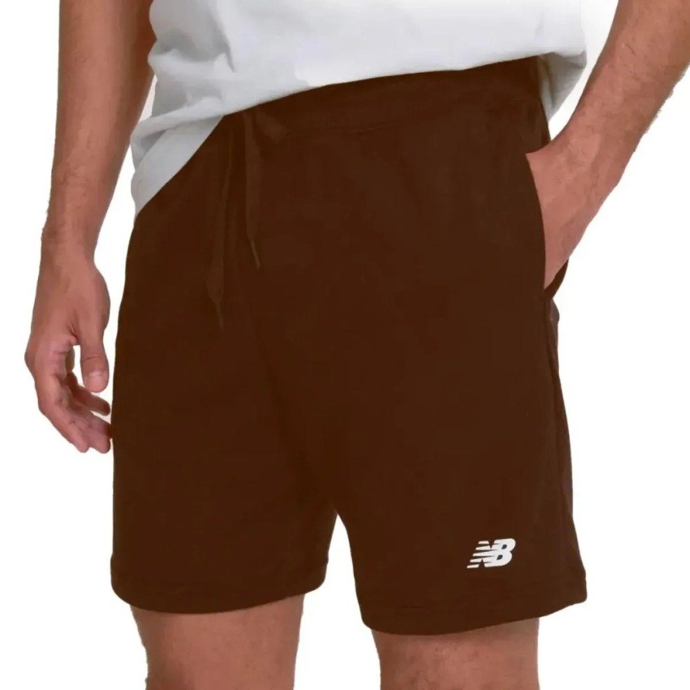 Bermuda Moletom New Balance Essentials – masculino – marrom Marrom 3