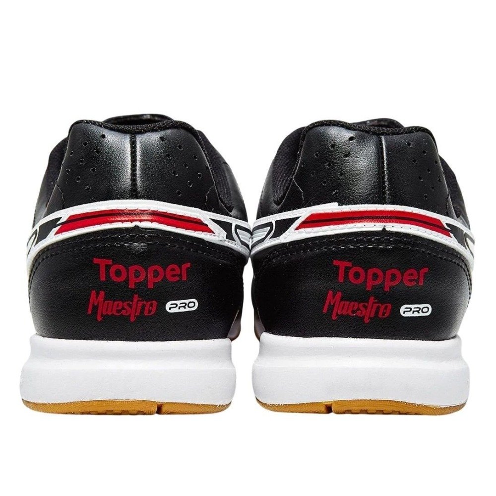 Chuteira Futsal Topper Maestro Pro V - unissex - preto e branco Preto 4