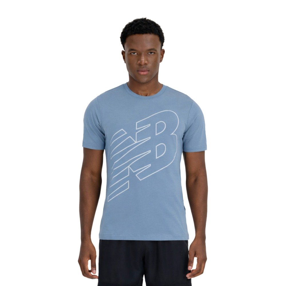 Camiseta New Balance Logo Performance – masculina – azul e branco