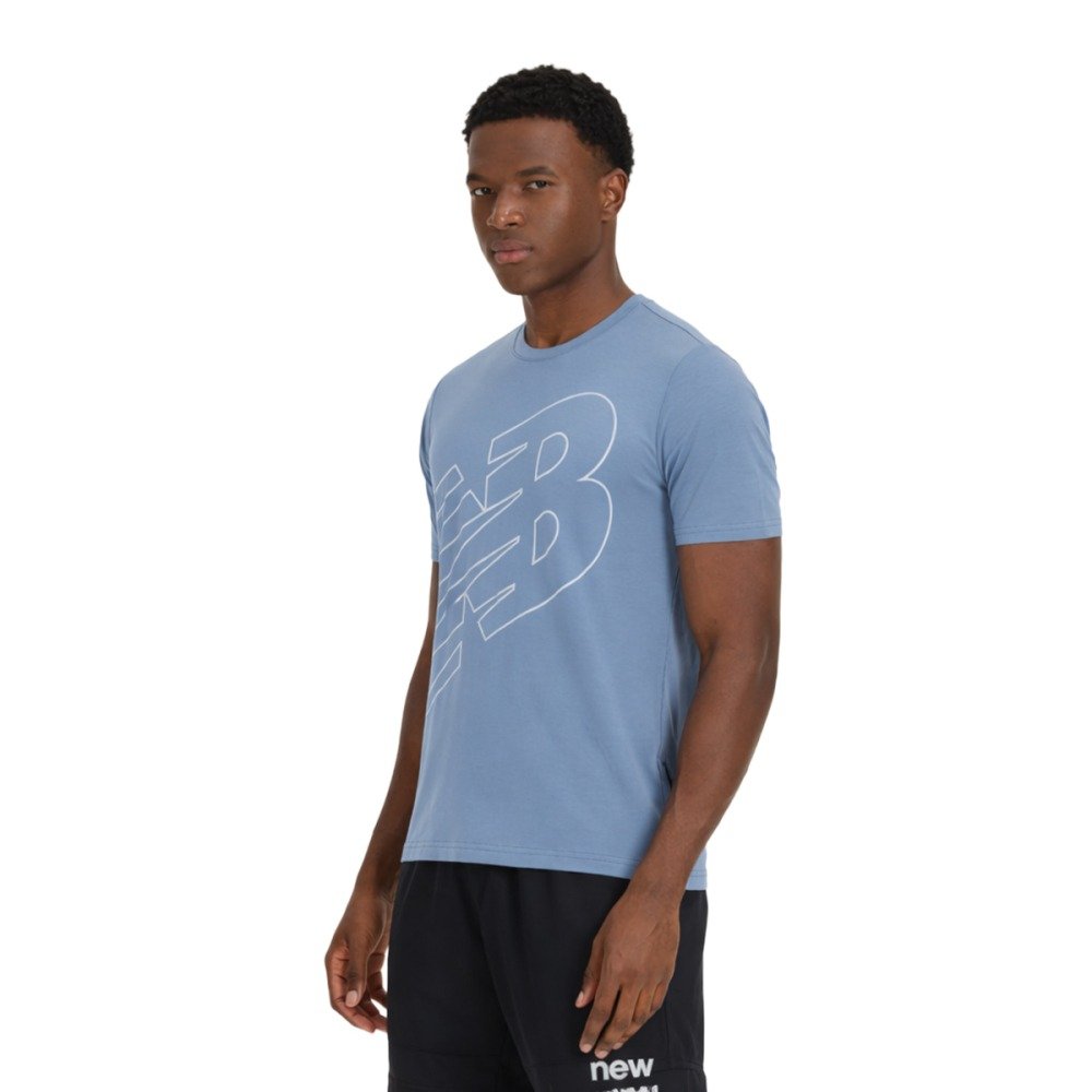 Camiseta New Balance Logo Performance – masculina – azul e branco Azul 2