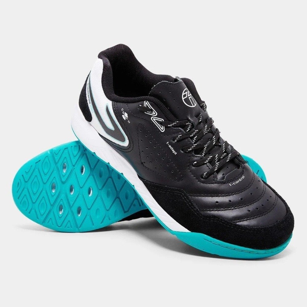 Chuteira Futsal Topper Dominator Pro V - unissex - preto - branco e azul Preto 2