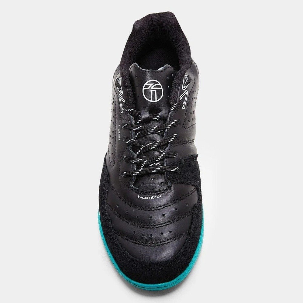Chuteira Futsal Topper Dominator Pro V - unissex - preto - branco e azul Preto 4