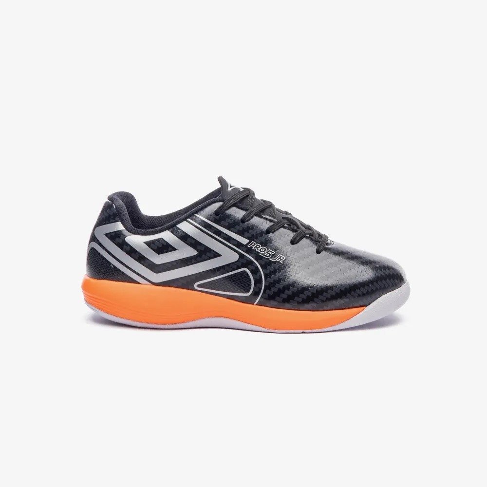 TENIS FUTSAL KIDS UMBRO PRO 5 JR - infantil - preto e laranja 