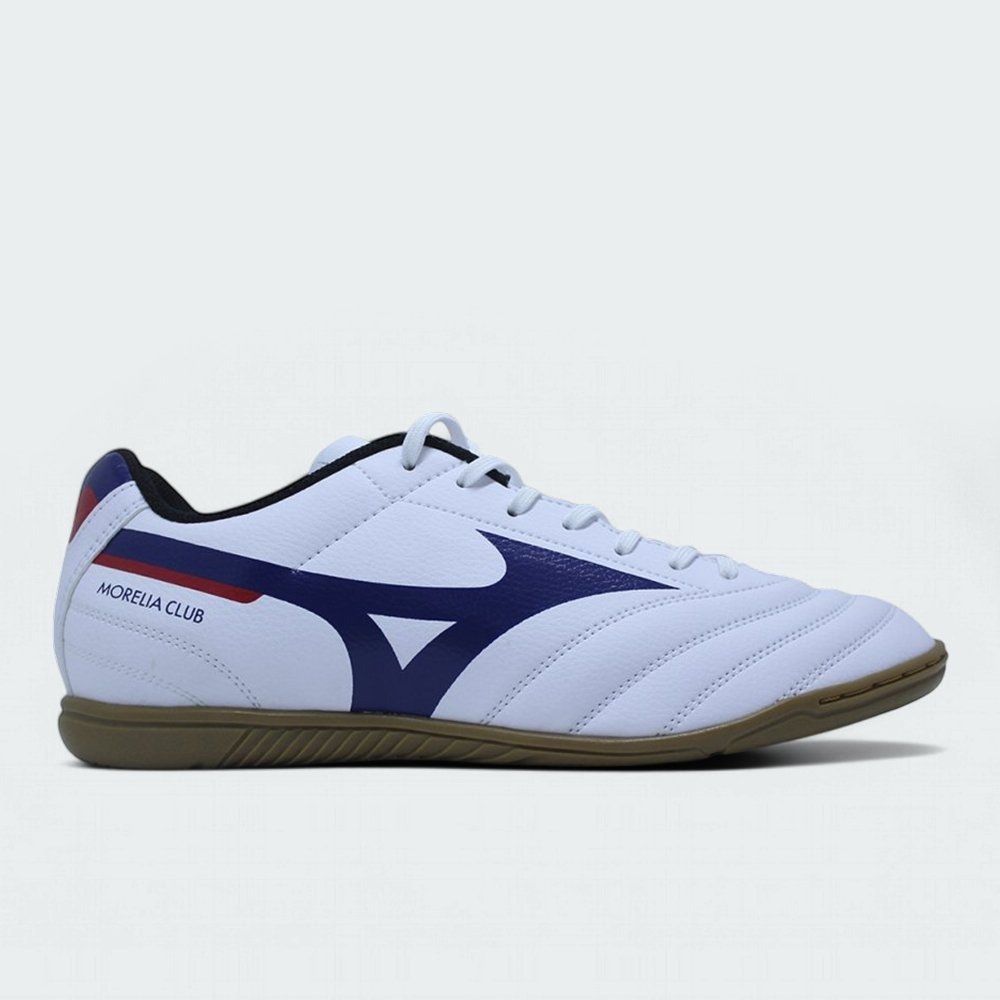 Chuteira Futsal/Indoor Mizuno Morelia Club - unissex - branco e vermelho