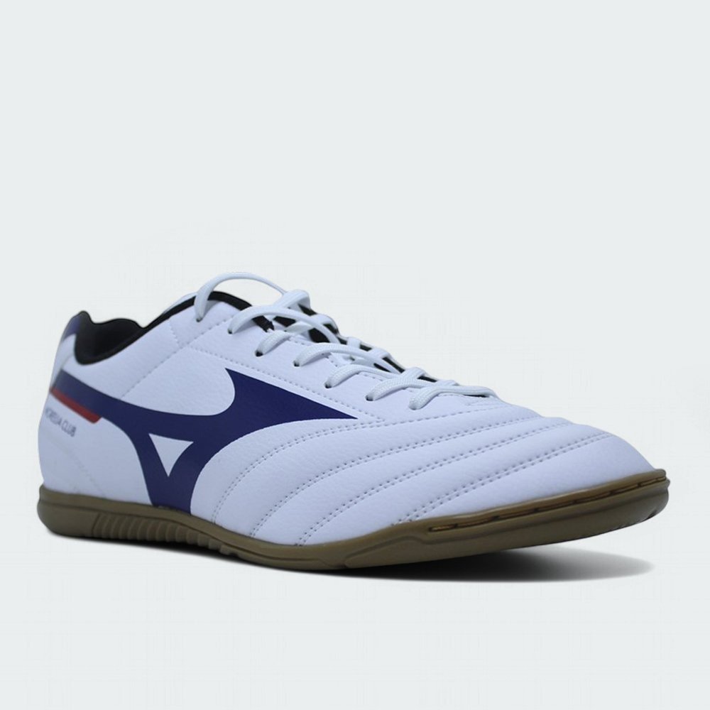 Chuteira Futsal/Indoor Mizuno Morelia Club - unissex - branco e vermelho Branco 2