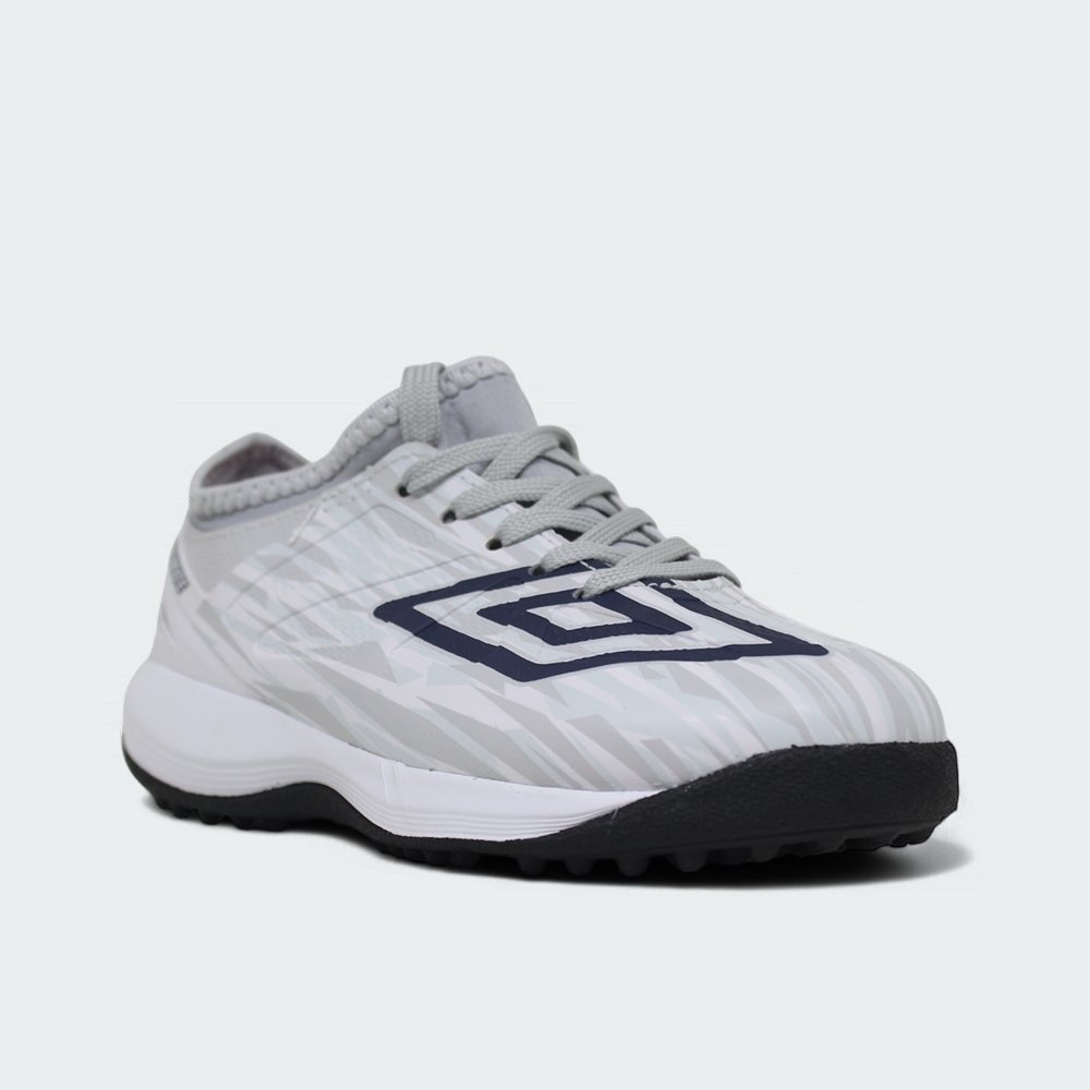 Chuteira society Umbro Ultimate infantil - unissex - cinza e azul Cinza 2