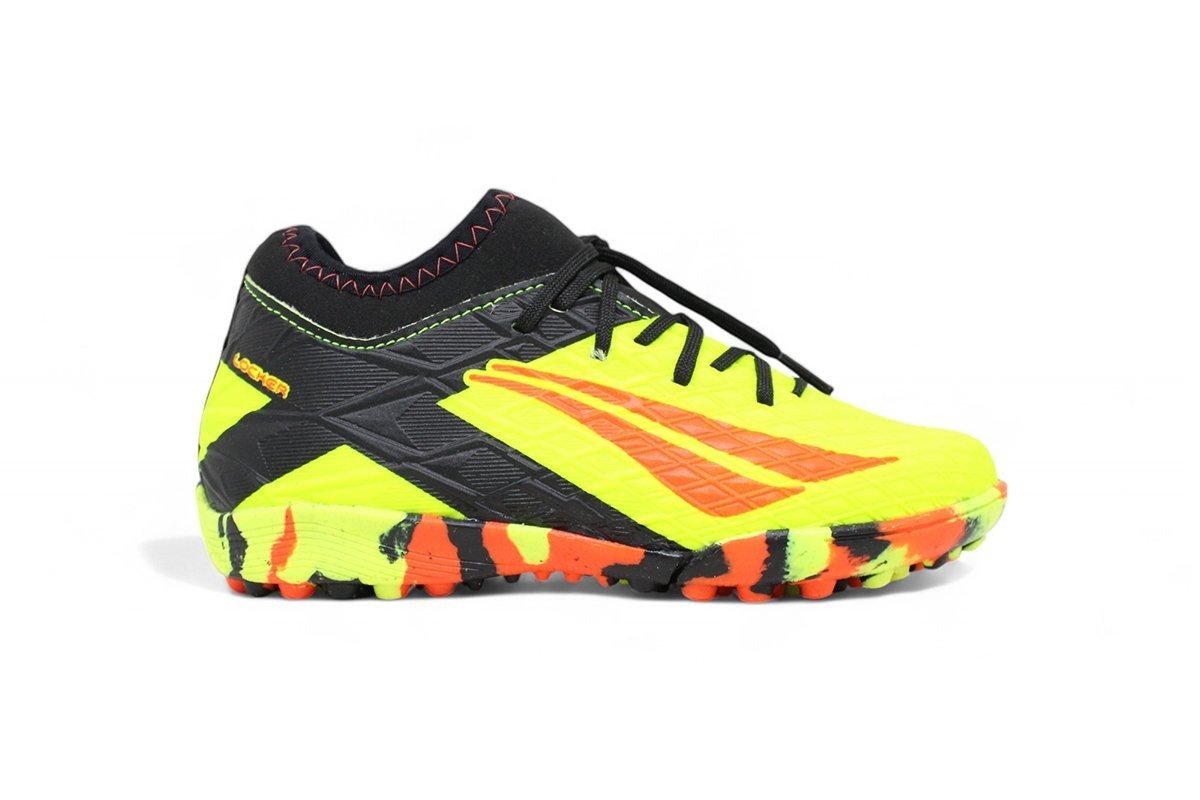 Chuteira futsal Penalty Rx Locker infantil - unissex - amarelo e laranja