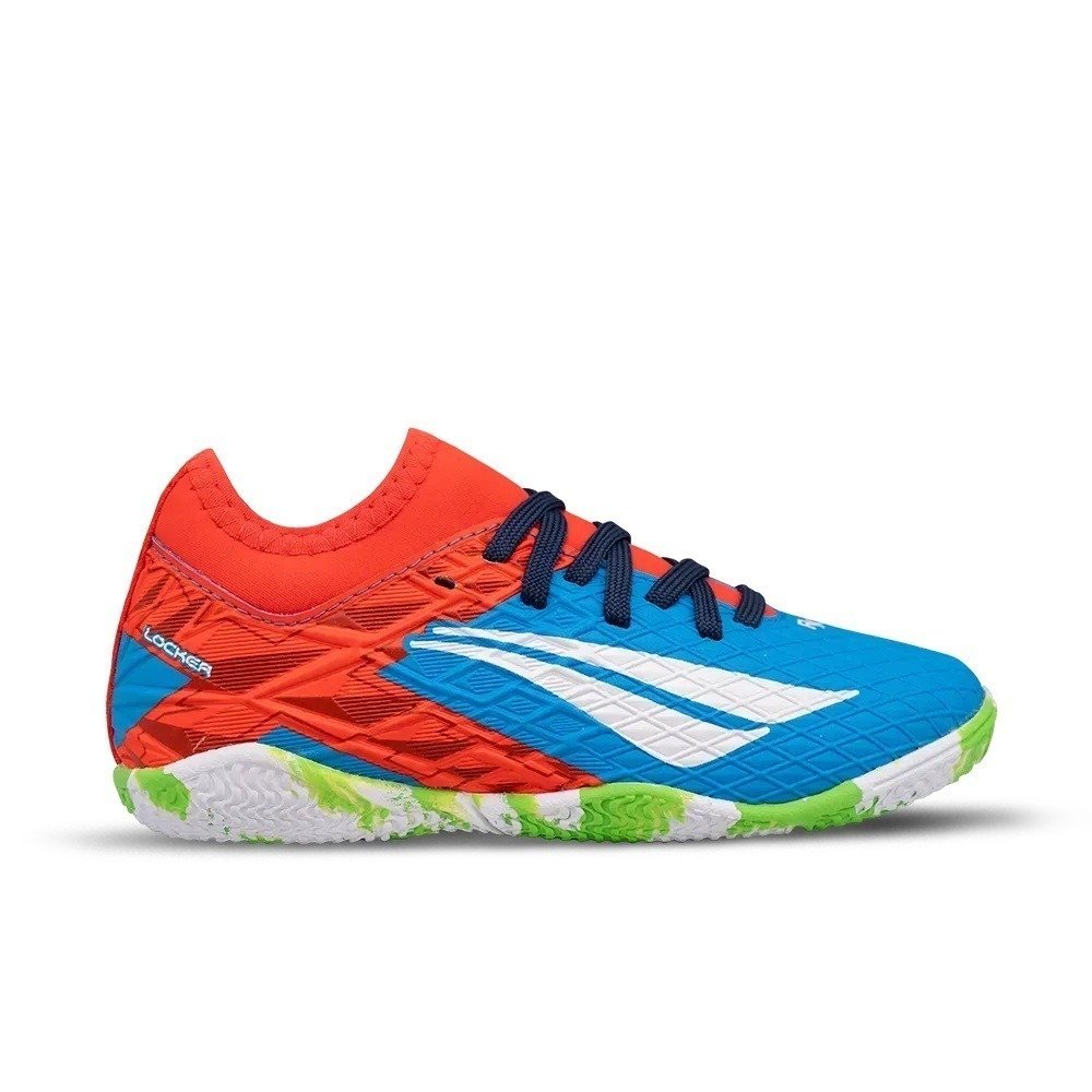 TENIS FUTSAL PENALTI RX LOCKER KIDS - infantil - azul e laranja 