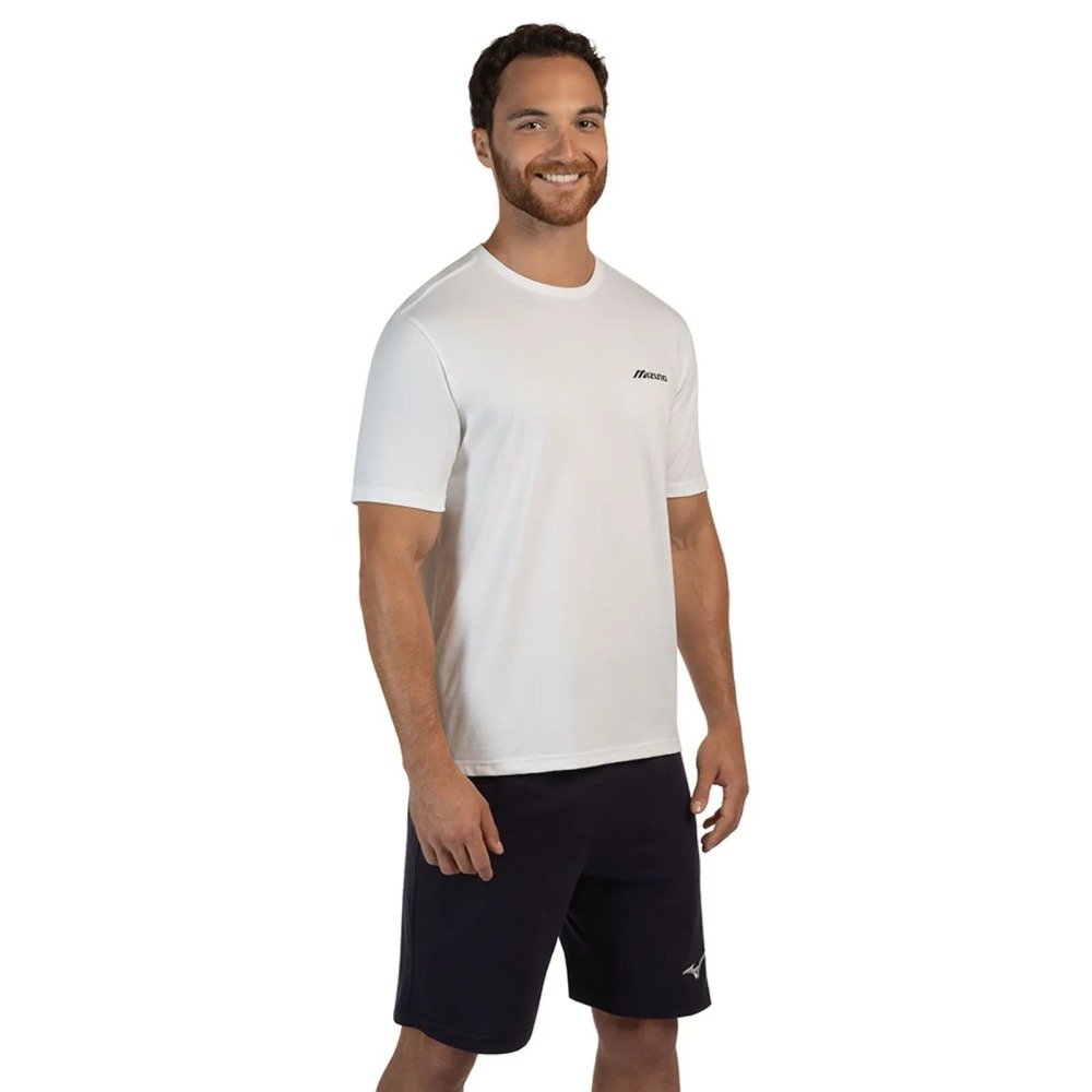 CAMISETA MIZUNO BASIC LOGO - masculino - branco e preto Branco 2