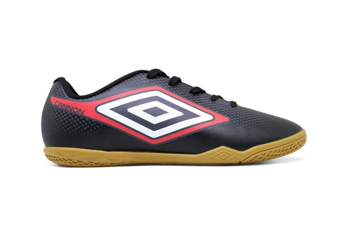 Chuteira Futsal Umbro Cannon - masculino - preto e vermelho