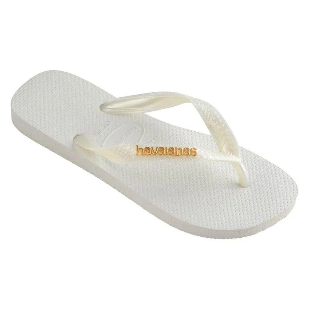CHINELO HAVAIANAS LOGO MTLC FC - unissex - branco e dourado Branco 2