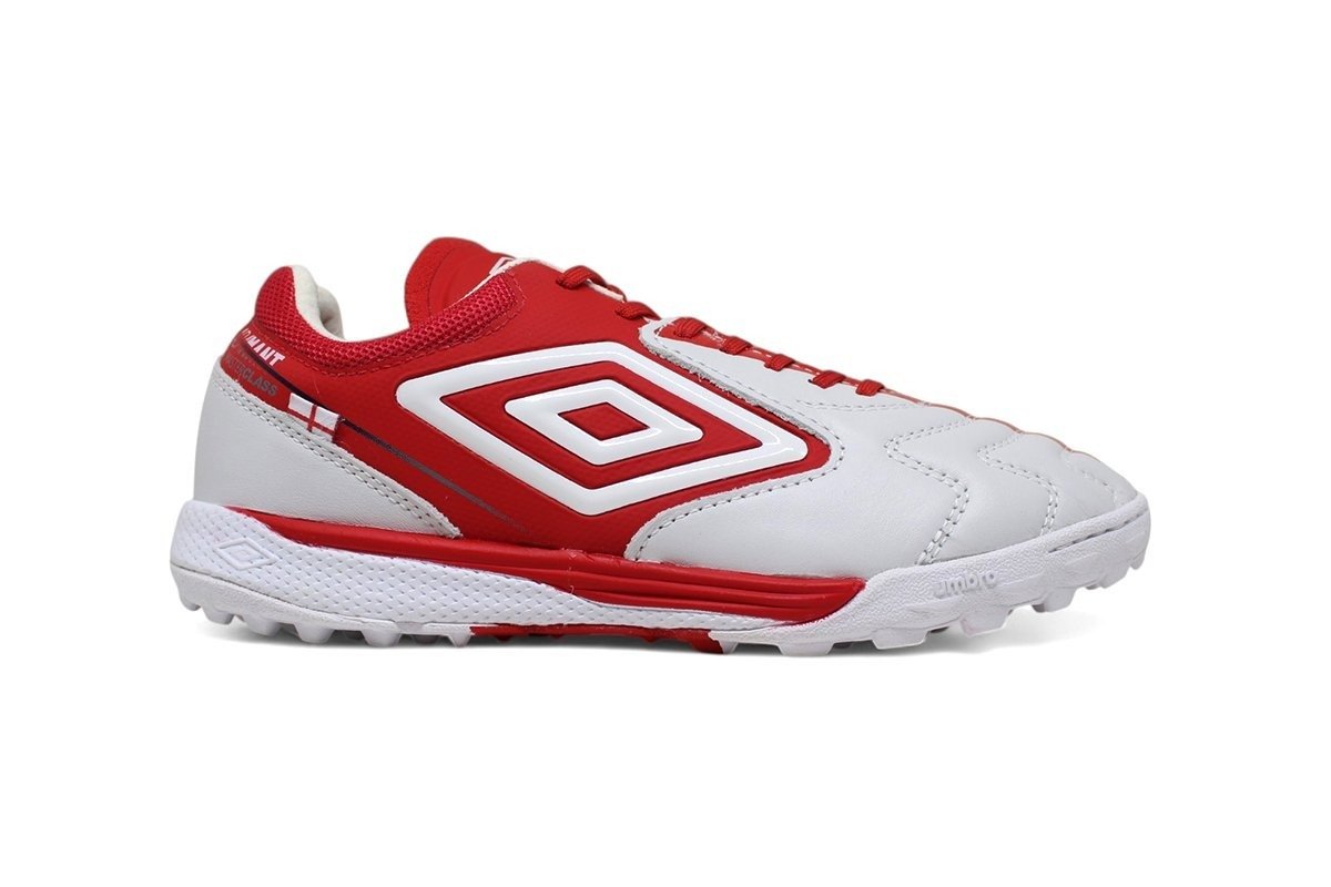 Chuteira Society Umbro Adamant Master Class Pro Bump - unissex - branco e vermelho