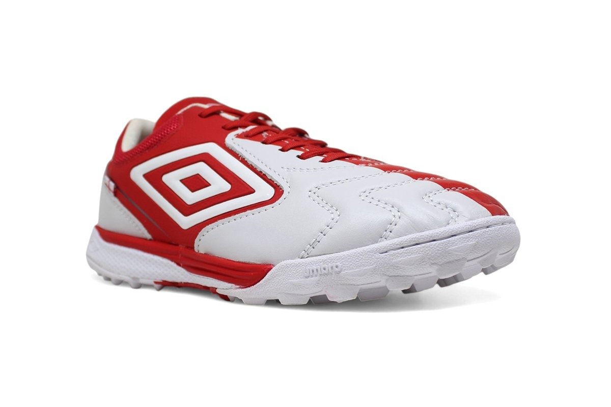 Chuteira Society Umbro Adamant Master Class Pro Bump - unissex - branco e vermelho Branco 2