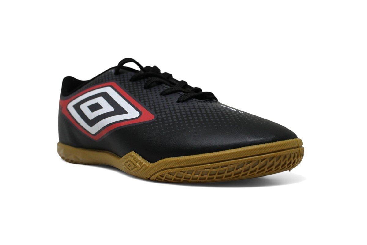 Chuteira Futsal Umbro Cannon Juvenil - unissex - preto e vermelho Preto 2