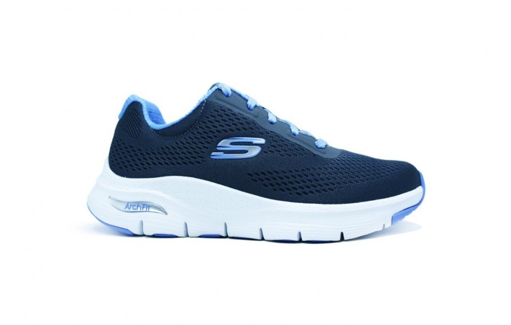 Tenis Skechers Arch Fit - Big Appeal - feminino - cinza e azul claro