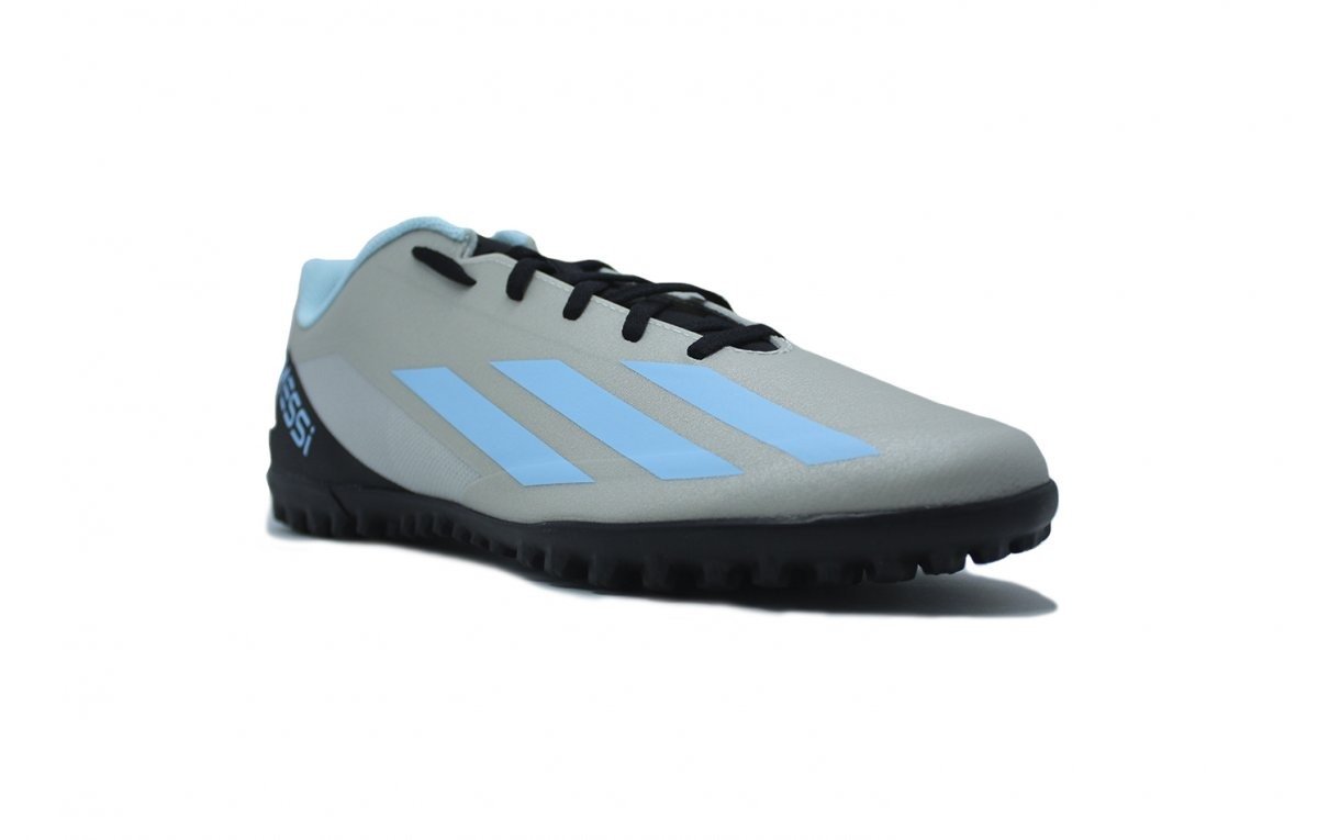 Chuteira society Adidas Messi Crazyfast - unissex - cinza e azul Cinza 2