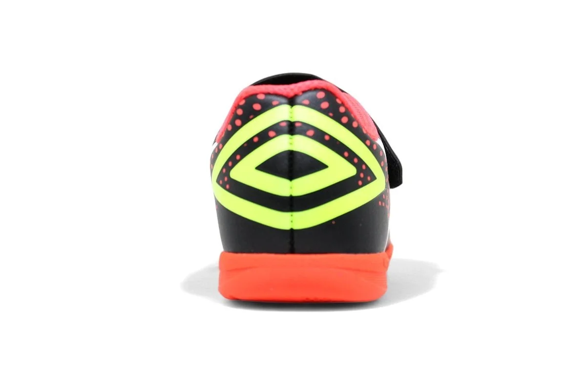 Chuteira Futsal Umbro Flip Infantil - unissex - preto e coral Vermelho 3