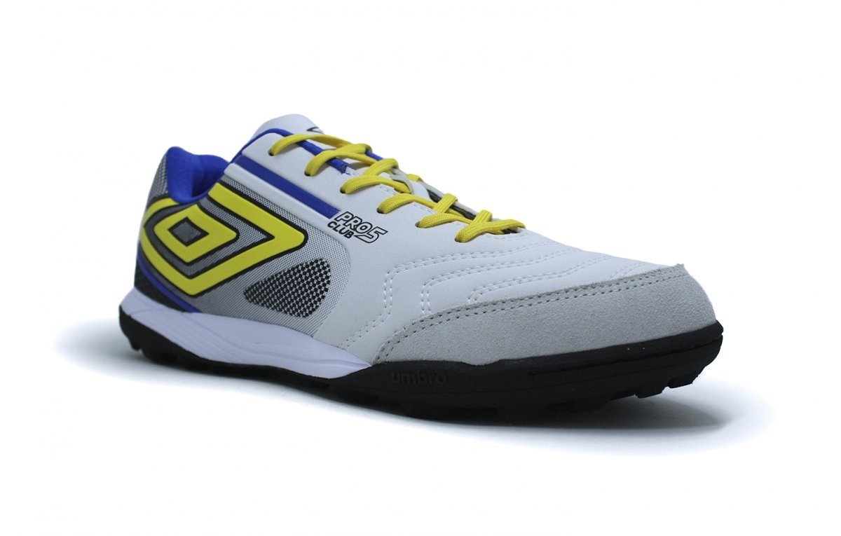 Chuteira Society Umbro Pro 5 Bump Club - unissex - branco e amarelo Branco 2