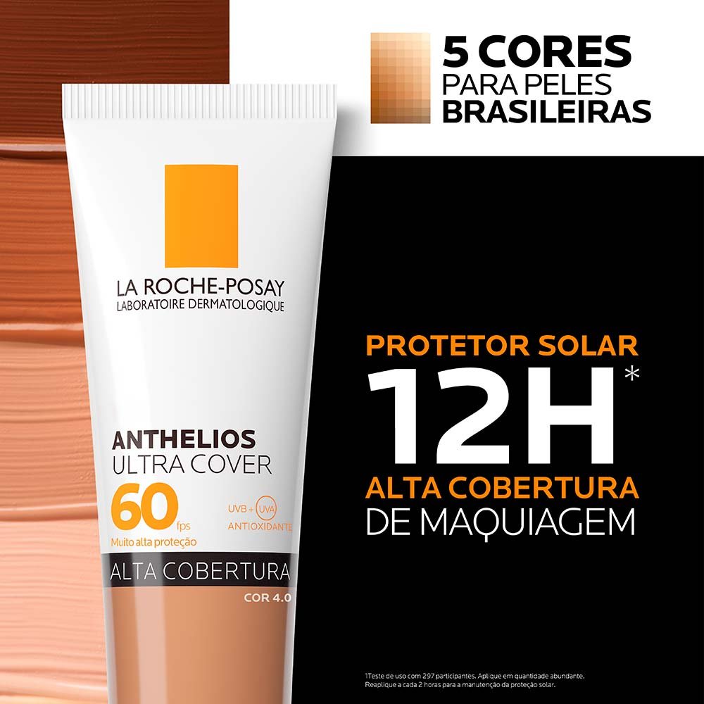 Protetor Solar Facial com Cor Alta Cobertura e Toque Seco FPS 60 La Roche-Posay Anthelios Ultra Cover Cor 4.0 5
