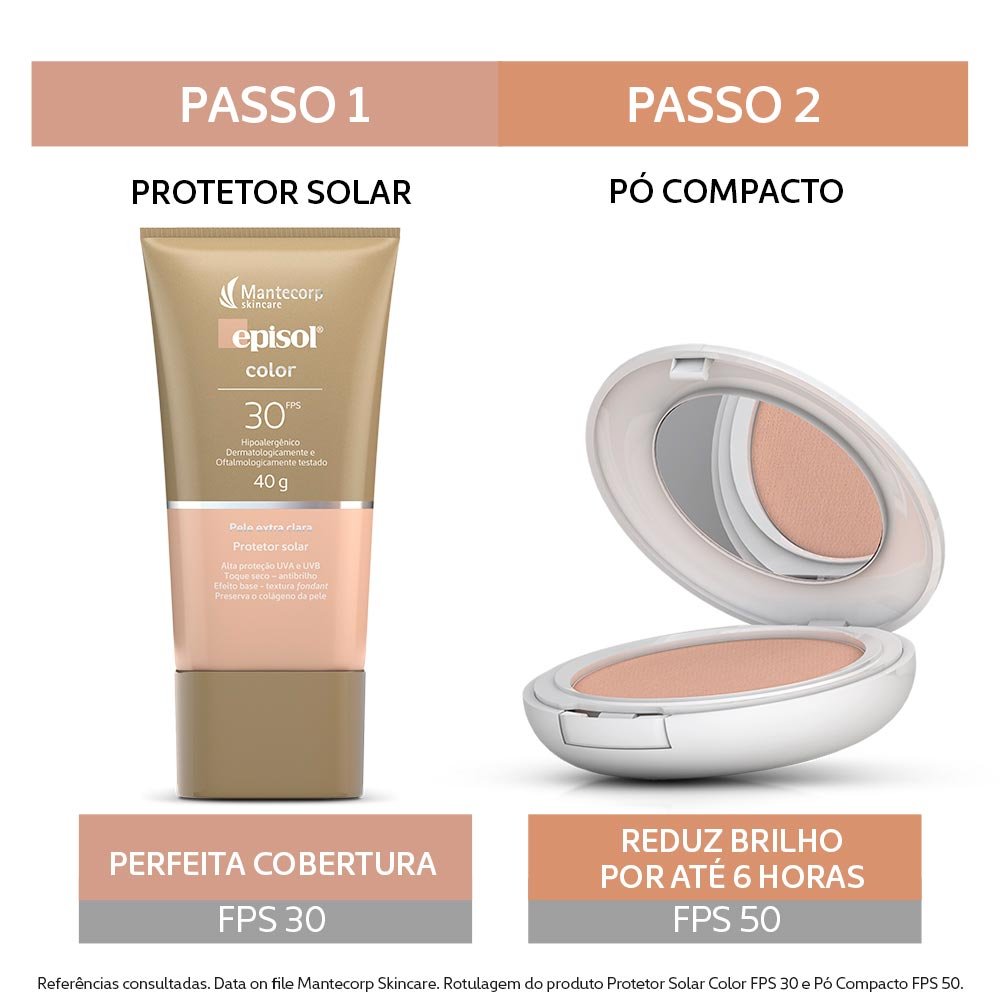 Pó Compacto Protetor Solar FPS 50 Episol - Mantecorp Skincare Extra clara 7