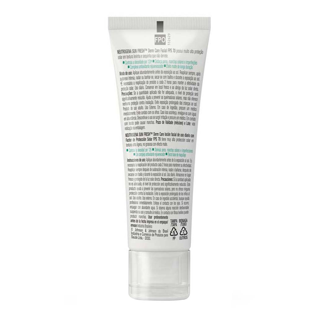 Protetor Solar Facial Para Pele Oleosa Neutrogena Sun Fresh Derm Care FPS70 Morena 4