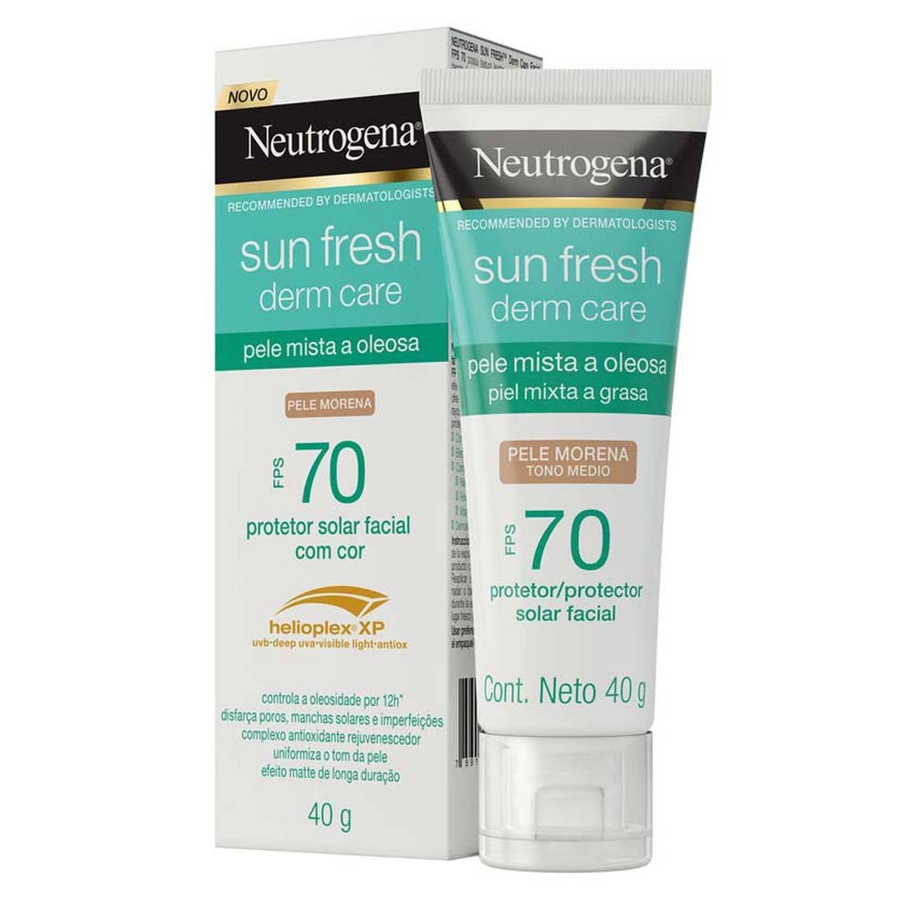 Protetor Solar Facial Para Pele Oleosa Neutrogena Sun Fresh Derm Care FPS70 Morena 5