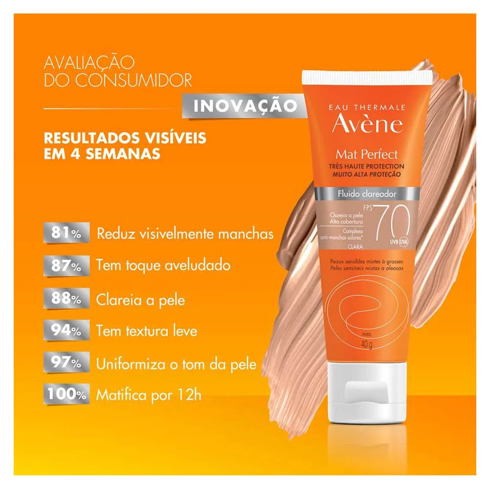 Protetor Solar Clareador Avène Mat Perfect FPS 70 – 40g Claro 5