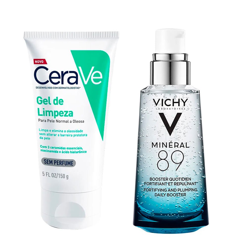 Vichy Mineral 89 e Cerave Kit – Sérum Facial + Gel de Limpeza ÚNICO 1