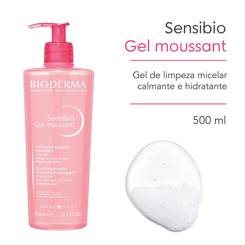 Gel de Limpeza Facial Micelar Calmante e Hidratante Bioderma - Sensibio Gel Moussant 500ml 2
