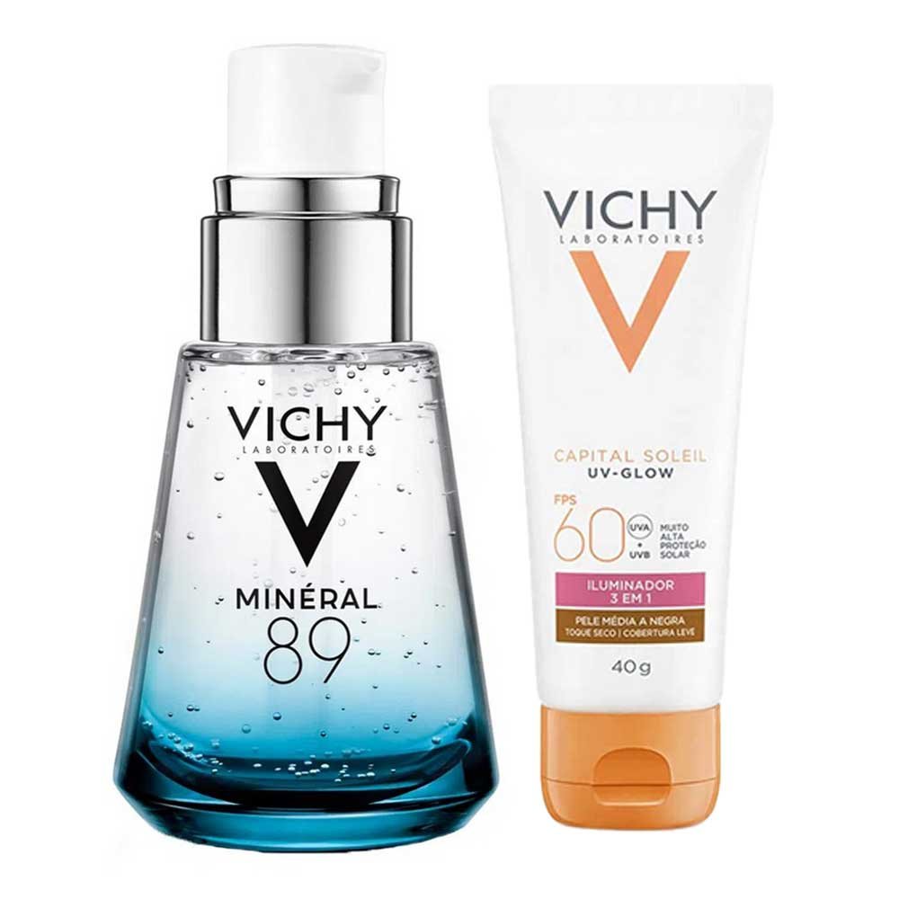 Vichy Kit – Hidratante Facial Mineral 89 + Protetor Solar UV-Glow FPS60 ÚNICO 1