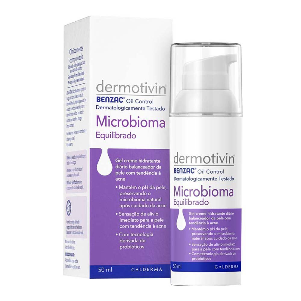 Gel Creme Hidratante Microbioma Equilibrado Dermotivin Benzac Oil Control 50ml 2