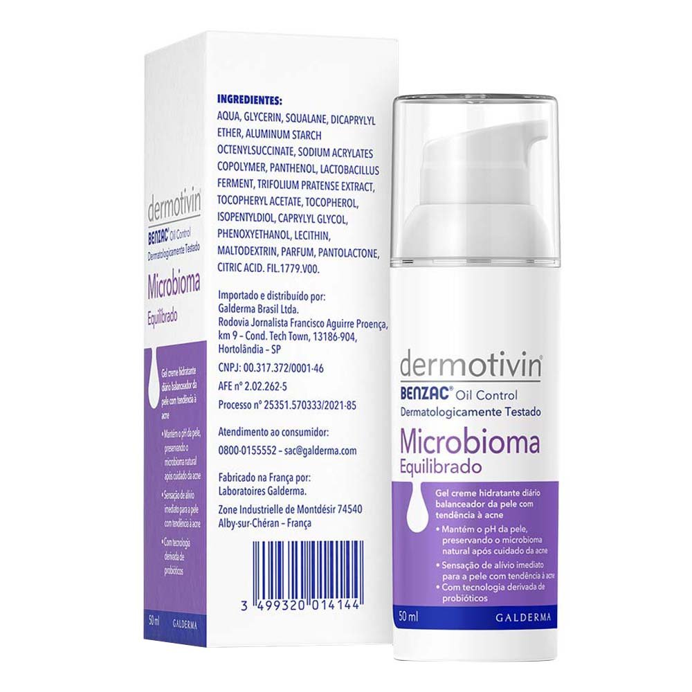 Gel Creme Hidratante Microbioma Equilibrado Dermotivin Benzac Oil Control 50ml 6