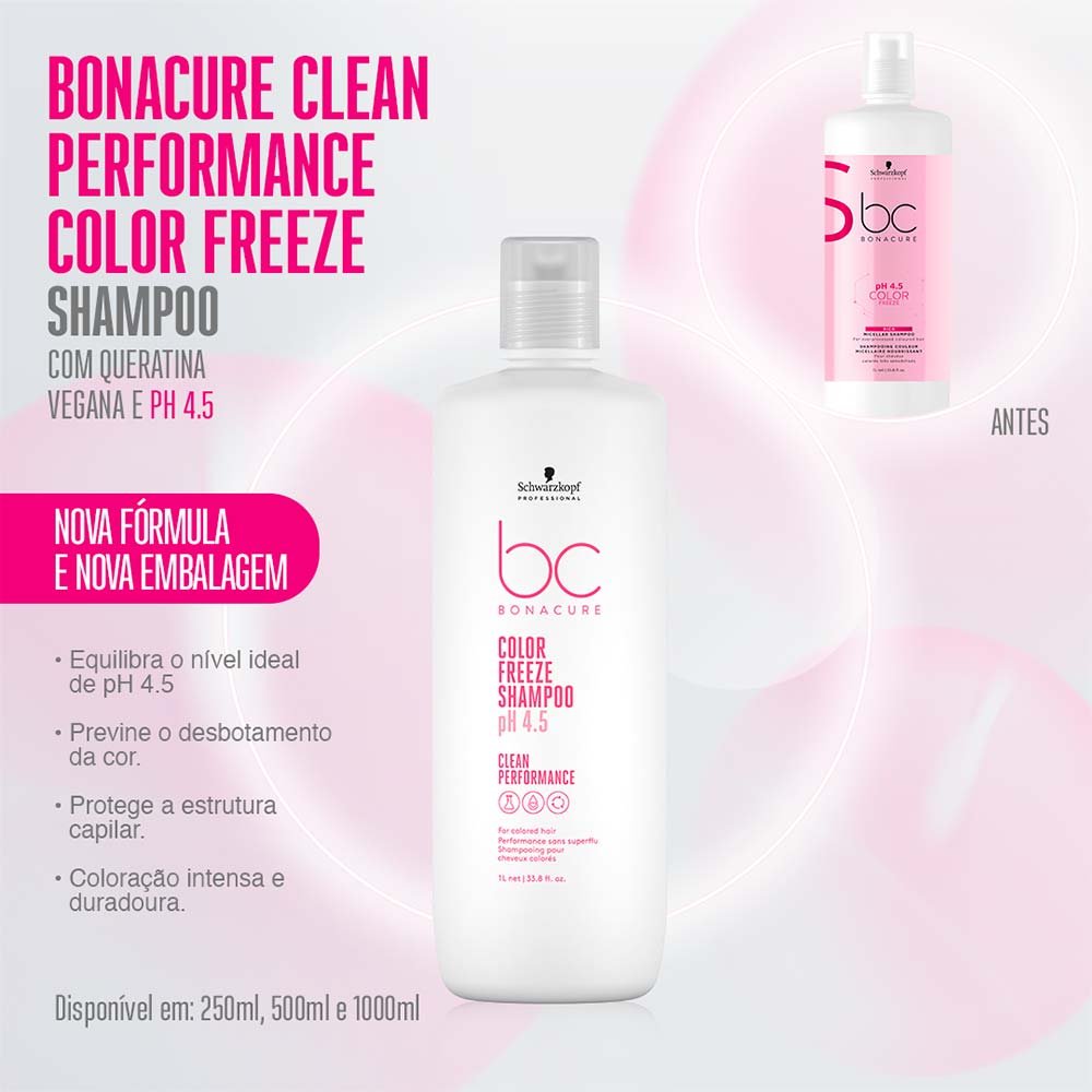 Schwarzkopf BC Clean Performance pH 4.5 Color Freeze Shampoo 1L 2