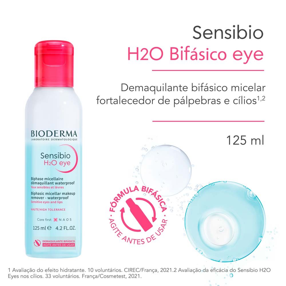 Água Micelar Bifásica para Olhos e Lábios Bioderma Sensibio H2O Eye 125ml 6
