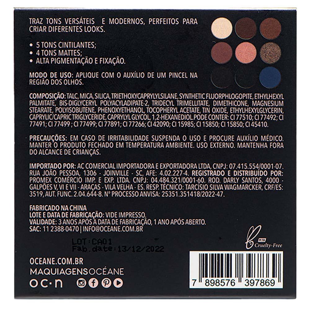 Paleta de Sombras Océane Edition Pocket Palette Casual Multicores 8