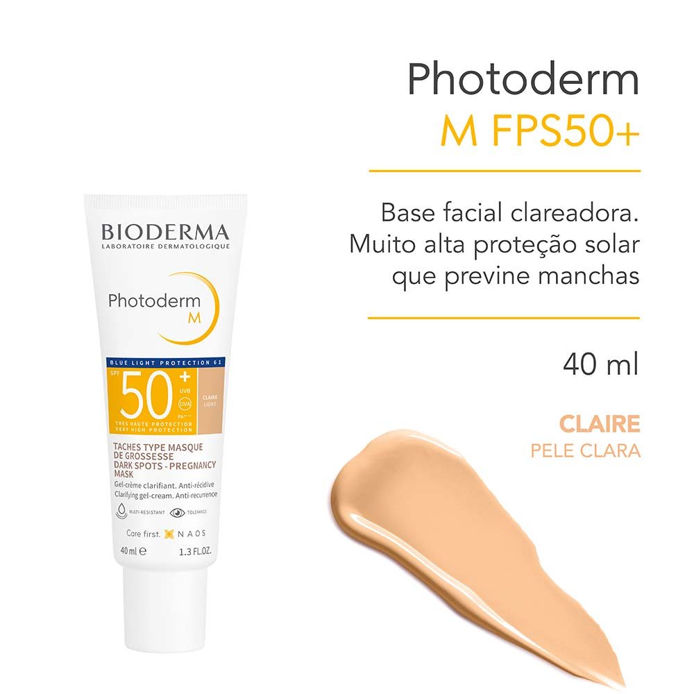 Protetor Solar com Cor Bioderma Photoderm M FPS 50 Claire Light 4