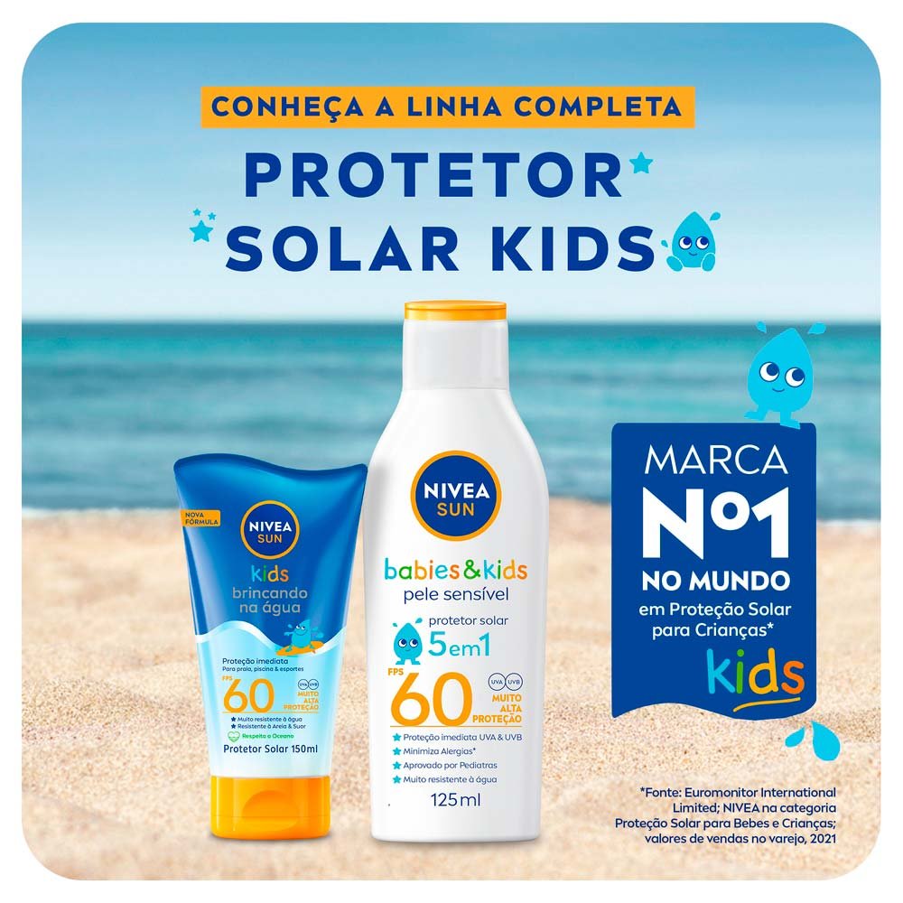 Protetor Solar NIVEA Sun Kids Sensitive FPS60 125ml 8