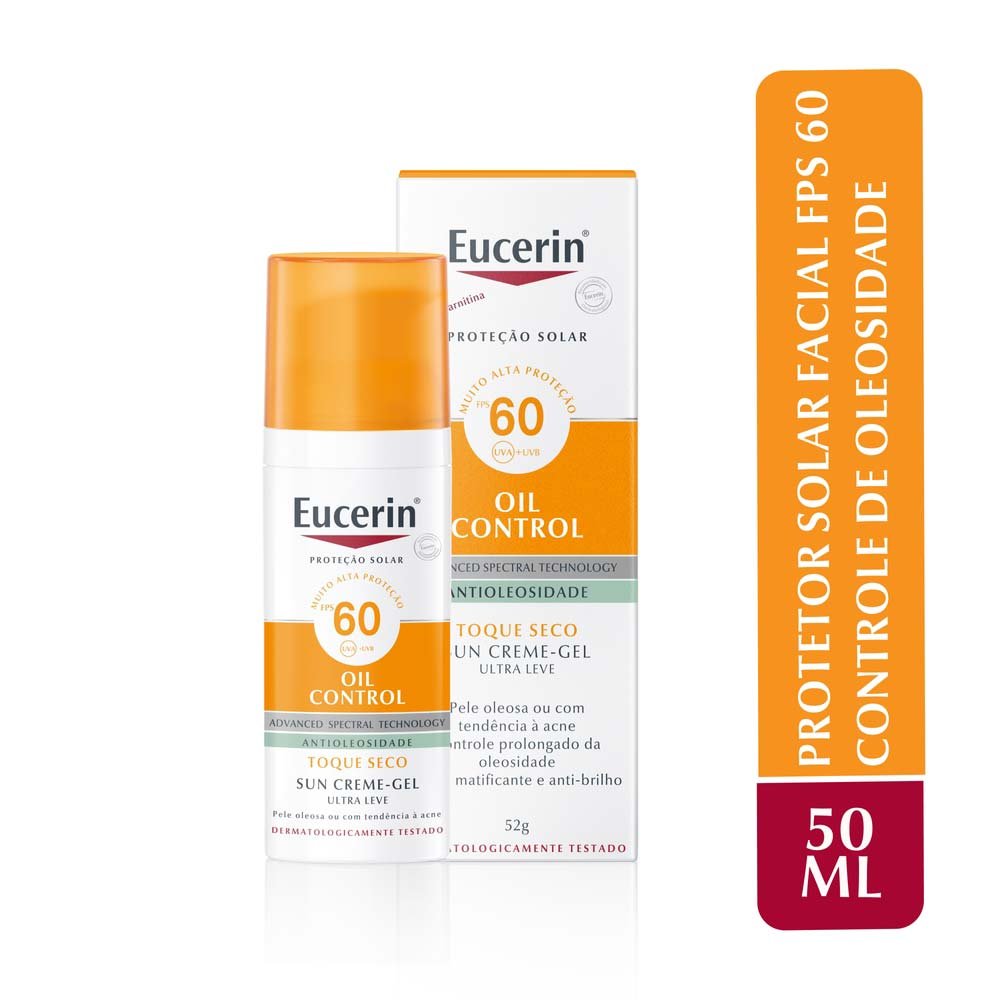 Protetor Solar Facial Eucerin - Sun Gel-Creme Oil Control FPS 60 52g 2