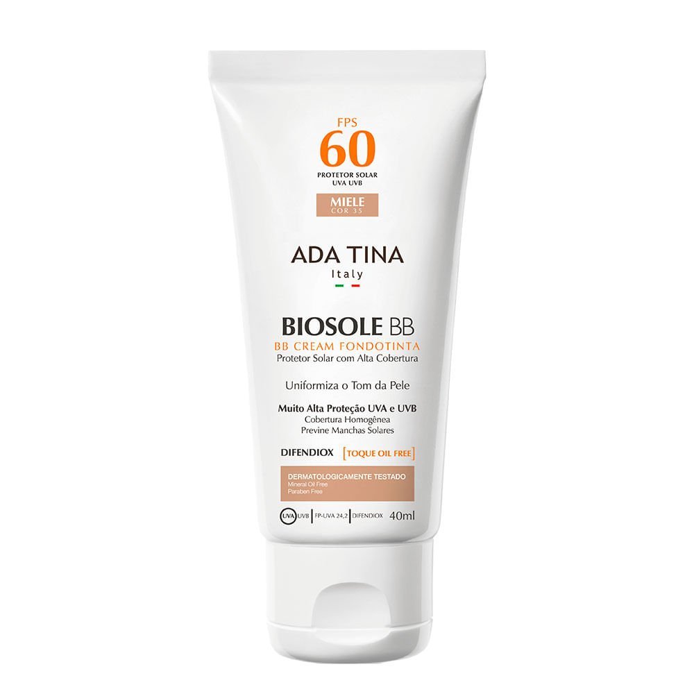 Protetor Solar Anti idade Ada Tina Biosole BB Cake FPS 60