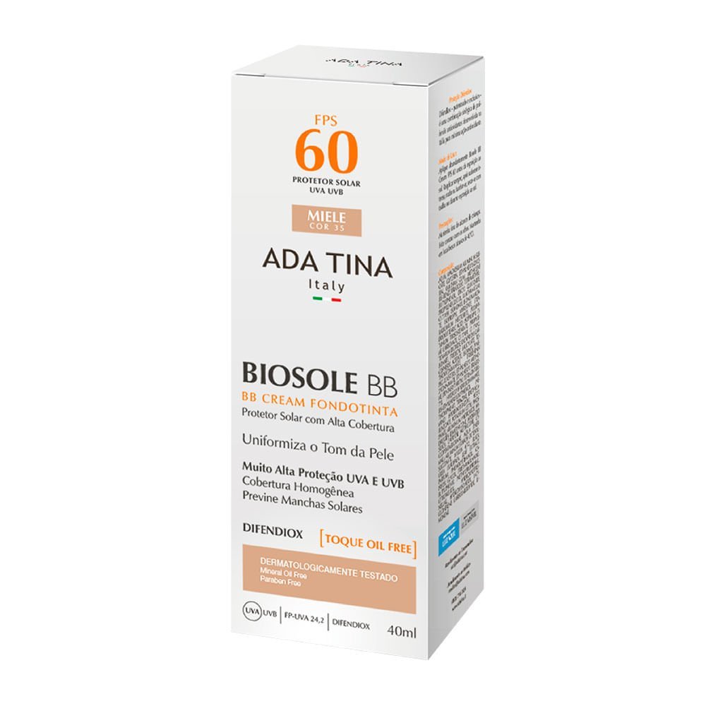 Protetor Solar Anti idade Ada Tina Biosole BB Cake FPS 60 Miele (Cor 35) 4
