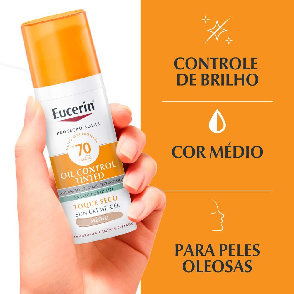 Protetor Solar Eucerin Sun Oil Control Tinted FPS 70 – 50g Medio 6