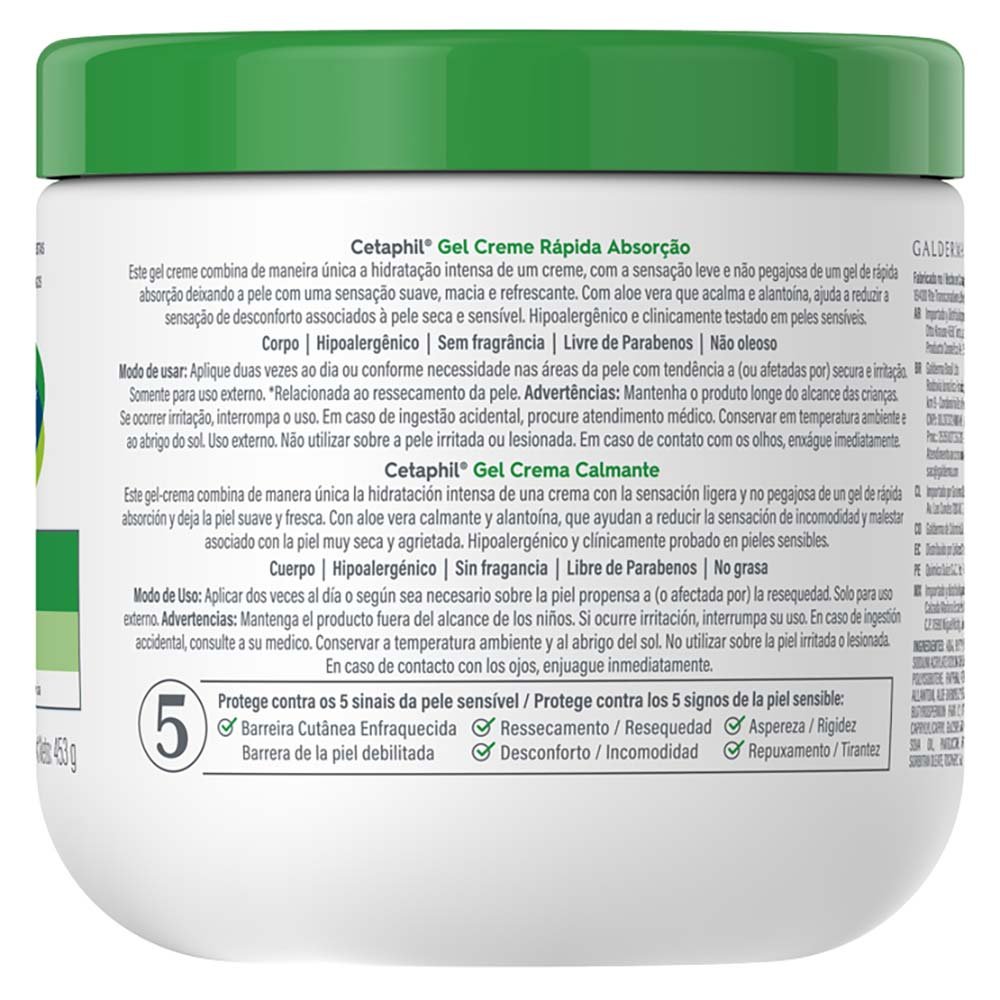 Gel Creme Cetaphil Rápida Absorção com Aloe Vera 453g 3
