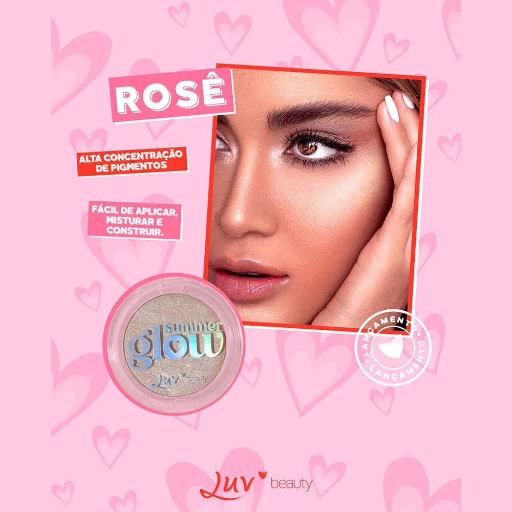 Pó Compacto Iluminador Luv Beauty Summer Glow Rose 4