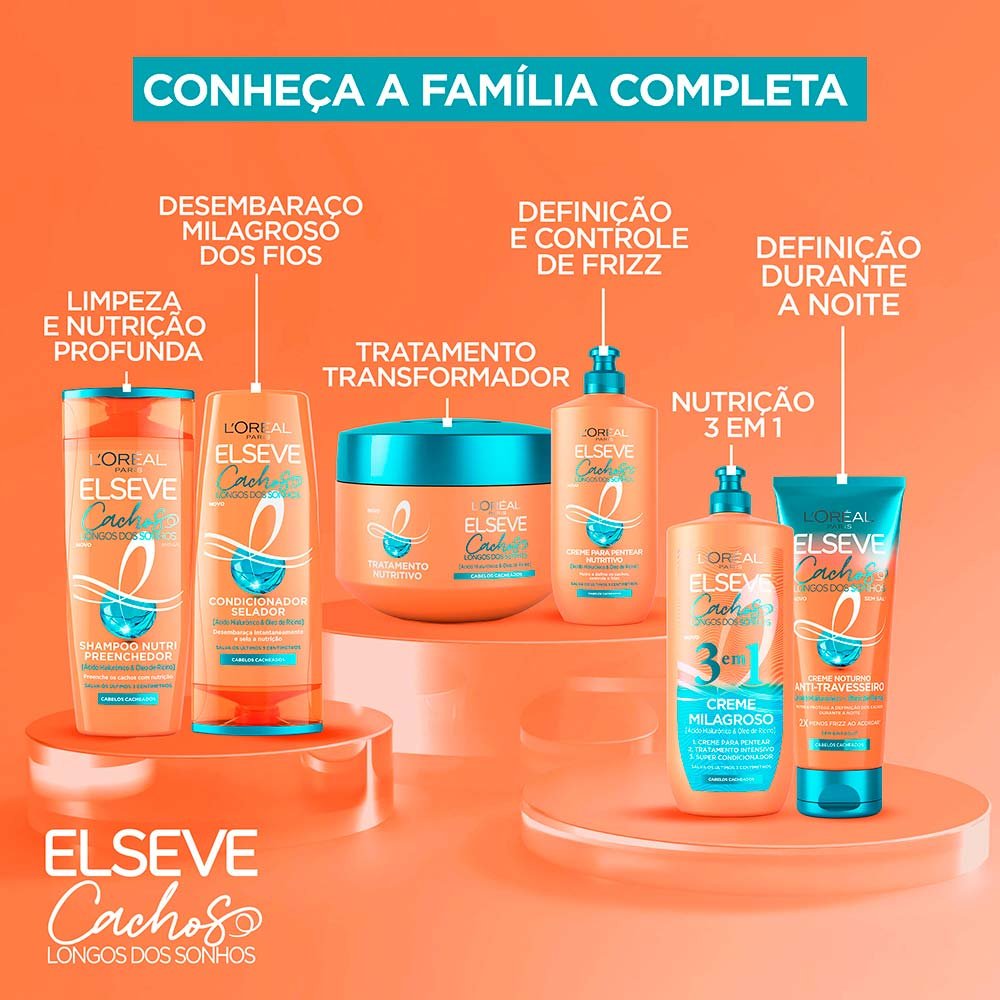 Elseve Cachos Longos dos Sonhos Kit - Shampoo + Condicionador + Máscara+ Creme de Pentear ÚNICO 6